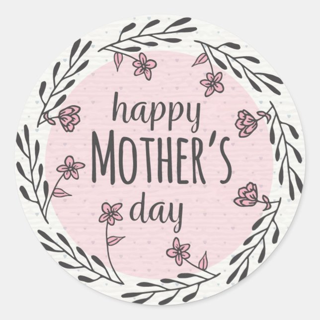 Adesivo redondo clássico de Dia de as mães feliz (Frente)