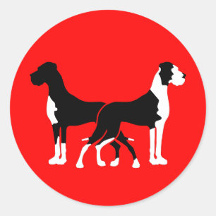 Adesivo Redondo Clássico de Dogue Fofo em Branco