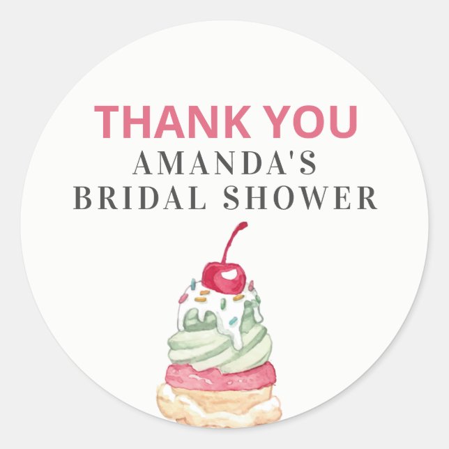 Adesivo redondo clássico de favor de sorvete Obrig (Frente)