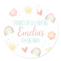 Adesivo redondo clássico de Festa de aniversário a