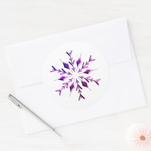 Adesivo Redondo Clássico de Floco de Neve de Natal (Envelope)