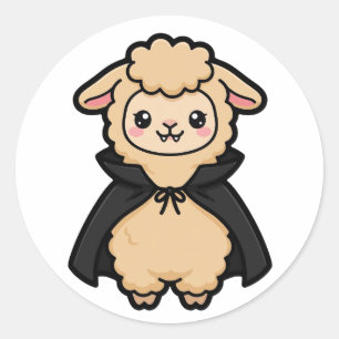 Adesivo Redondo Clássico de Llama Vampiro de Hallo