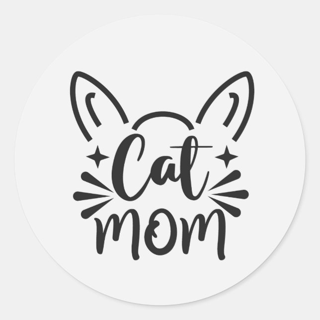 Adesivo Redondo Clássico de Mãe de Gato (Frente)