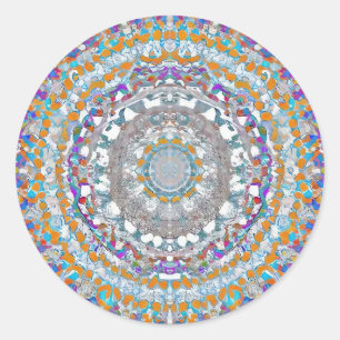 Adesivo redondo clássico de Mandala roxo
