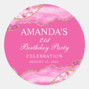 Adesivo Redondo Clássico de Mármore de Ágata Rosa 