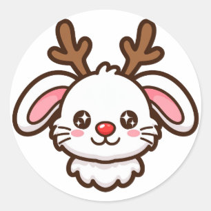 Adesivo Redondo Clássico de Natal Coelho Rena