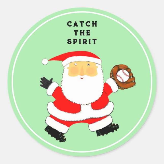 Adesivo Redondo Clássico de Natal de Beisebol (Frente)