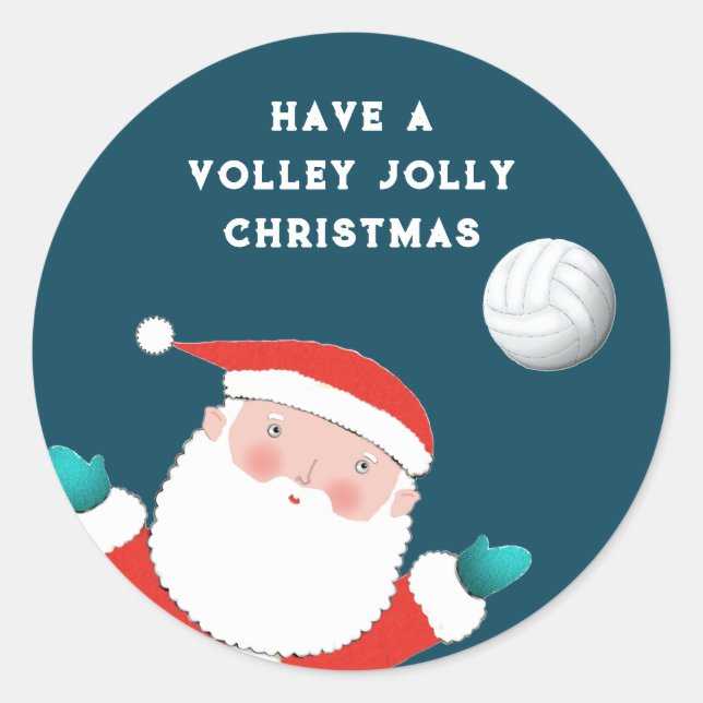 Adesivo Redondo Clássico de Natal de Volei (Frente)