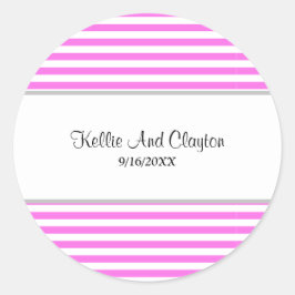 Adesivo Redondo Clássico de Noiva com Listras Rosa