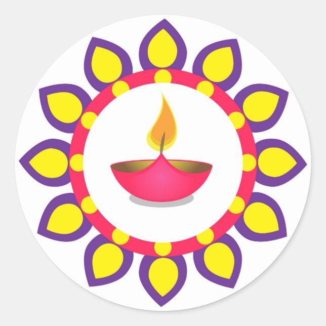 Adesivo Redondo Clássico Diwali Selo de Envelope (Frente)