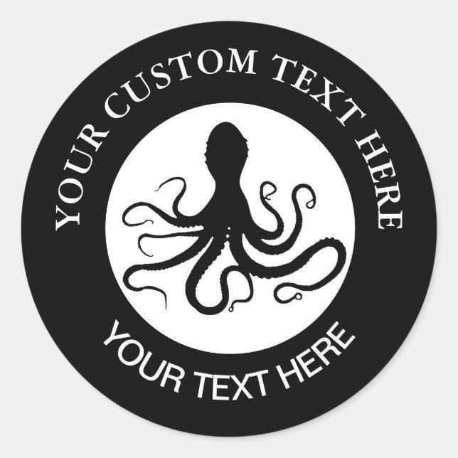Adesivo redondo clássico do Octopus Logotipo Perso (Frente)