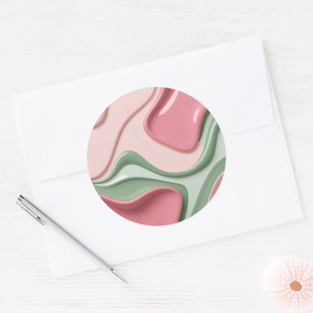 Adesivo redondo clássico em gráfico elegante (Envelope)