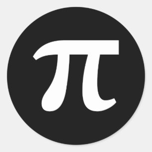 Adesivo Redondo Clássico Escrita Branca π Pi