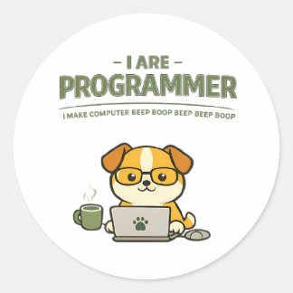 Adesivo Redondo Clássico 'Eu São Programador' Dive