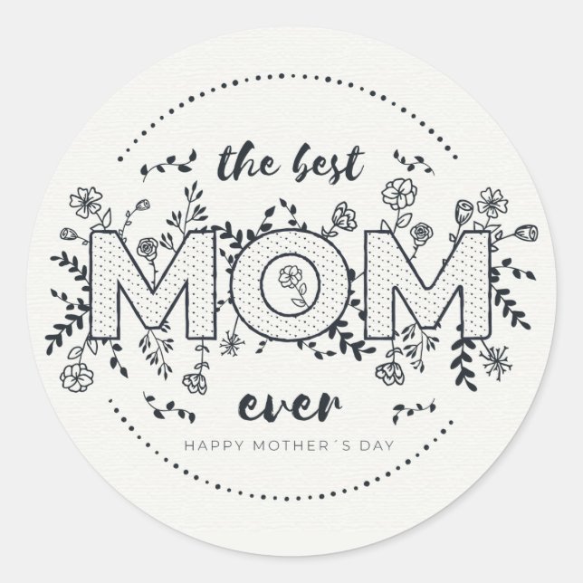 Adesivo Redondo Clássico Feliz Dia das Mães (Frente)