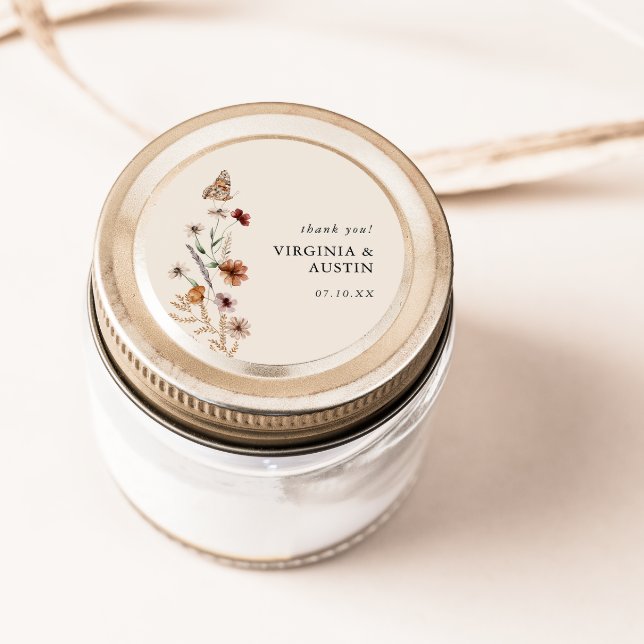 Adesivo Redondo Clássico Floral Boho (Boho Floral Classic Round Sticker
)