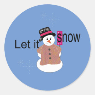 Adesivo Redondo Clássico Let it Snow Snowman