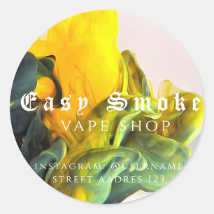 Adesivo Redondo Clássico Loja de Vape Fumaça Color