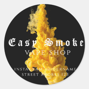 Adesivo Redondo Clássico Loja de Vape Fumaça Color