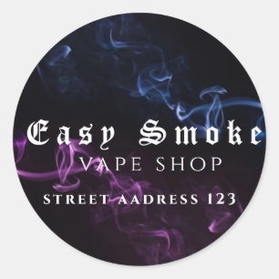 Adesivo Redondo Clássico Loja de Vape Fumaça Color