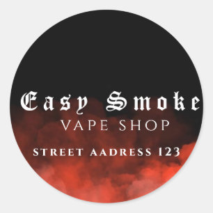 Adesivo Redondo Clássico Loja de Vape Fumaça Color