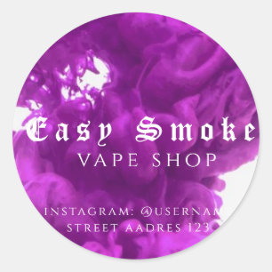 Adesivo Redondo Clássico Loja de Vape Fumaça Color