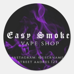 Adesivo Redondo Clássico Loja de Vape Fumaça Color