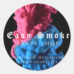 Adesivo Redondo Clássico Loja de Vape Fumaça Color