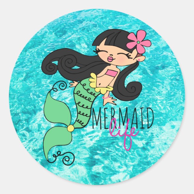 Adesivo Redondo Clássico Mermaid Life BH (Frente)