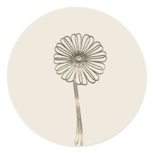 Adesivo Redondo Clássico Pretty Gold Daisy