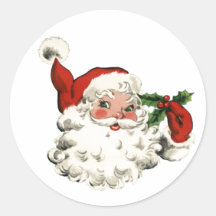 Adesivo Redondo Clássico RETRO Papai Noel