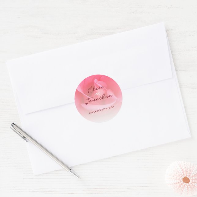 Adesivo redondo clássico rosa rosa rosa rosa (Envelope)