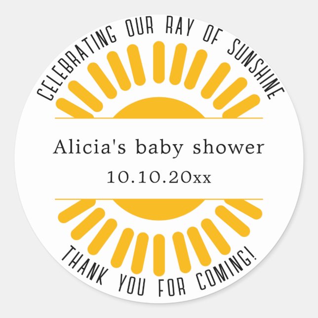 Adesivo Redondo Clássico Sol Boho Personalizado (Frente)