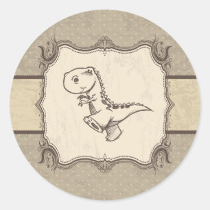 Adesivo Redondo Clássico Vintage Dinossauro