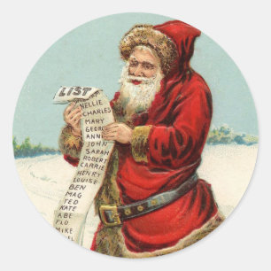Adesivo Redondo Clássico VINTAGE Papai Noel C/LIST