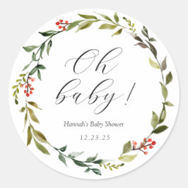 Adesivo Redondo Clássico Winter Greenery Oh Baby