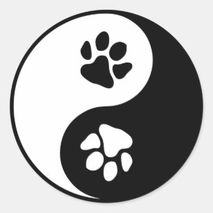 Adesivo Redondo Clássico Yin Yang Paw