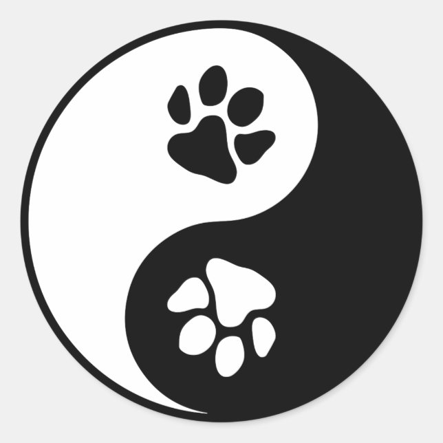 Adesivo Redondo Clássico Yin Yang Paw (Frente)