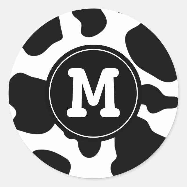 Adesivo redondo com manchas de vaca | impressão an (Frente)