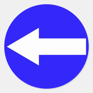 Adesivo redondo com seta para a esquerda