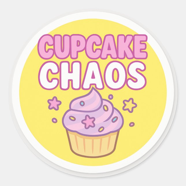 Adesivo Redondo Cupcake Chaos (Frente)