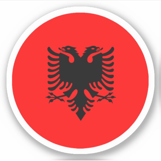 Adesivo Redondo da Bandeira da Albânia (Frente)