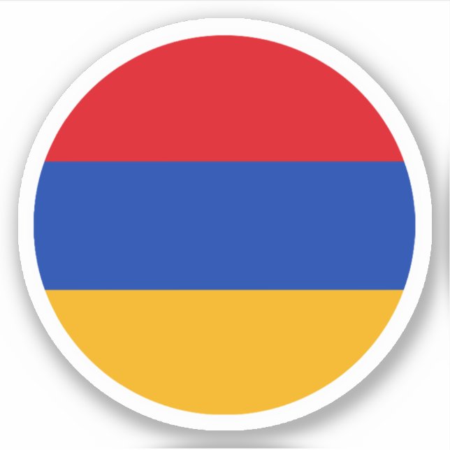 Adesivo Redondo da Bandeira da Armênia (Frente)