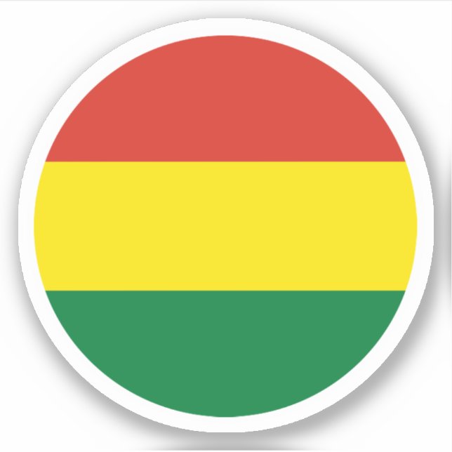 Adesivo Redondo da Bandeira da Bolívia (Frente)