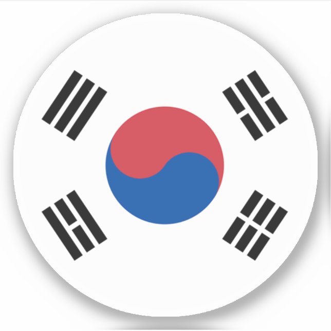 Adesivo Redondo da Bandeira da Coreia do Sul (Frente)