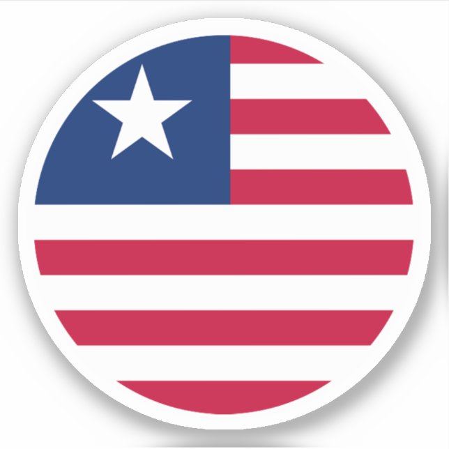 Adesivo Redondo da Bandeira da Libéria (Frente)