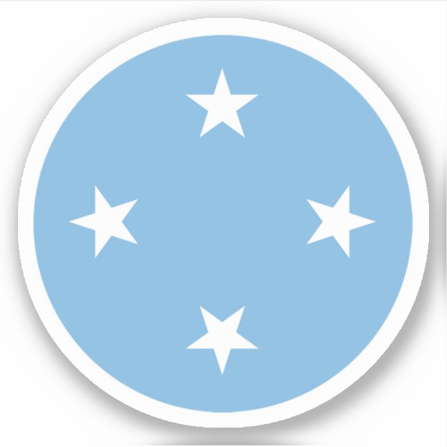 Adesivo Redondo da Bandeira da Micronésia (Frente)