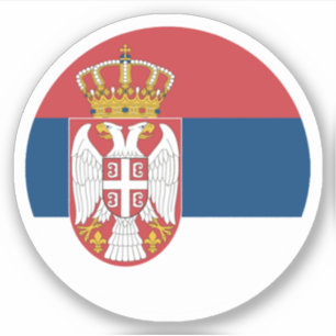 Adesivo Redondo da Bandeira da Sérvia