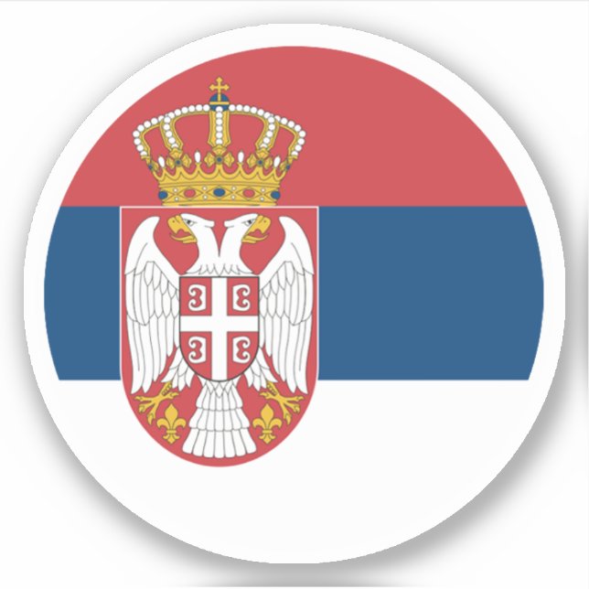 Adesivo Redondo da Bandeira da Sérvia (Frente)