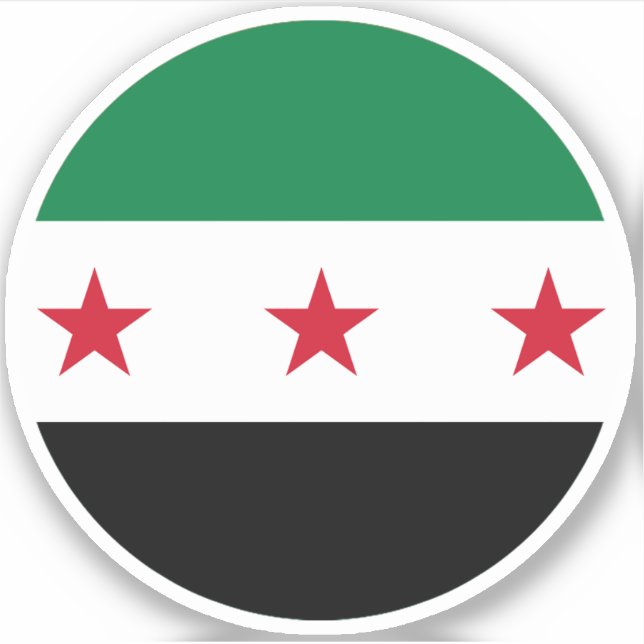 Adesivo Redondo da Bandeira da Síria (Frente)